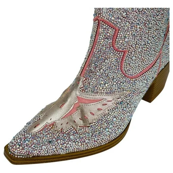 Wild Pair Lourdez Rhinestone Western Style Womens Ankle Boots Size 6M - Picture 7 of 14